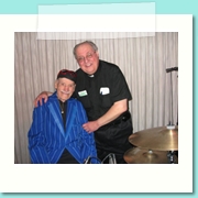 87 year old original drummer Dick Richards with Fr. Jim Drucker (the Doo Wop priest)